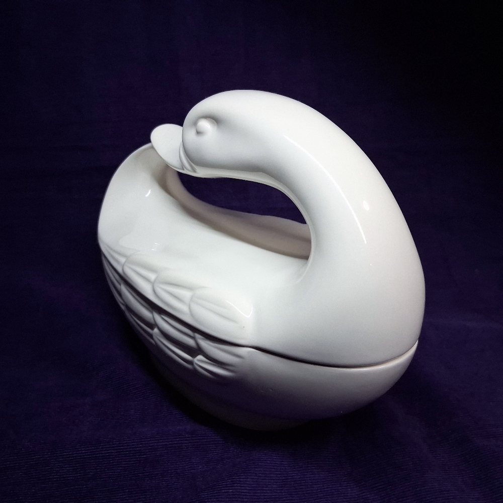 Vintage Fitz And Floyd Swan Porcelain Jewelry Trinket Holder *flaw* - Picture 6 of 16